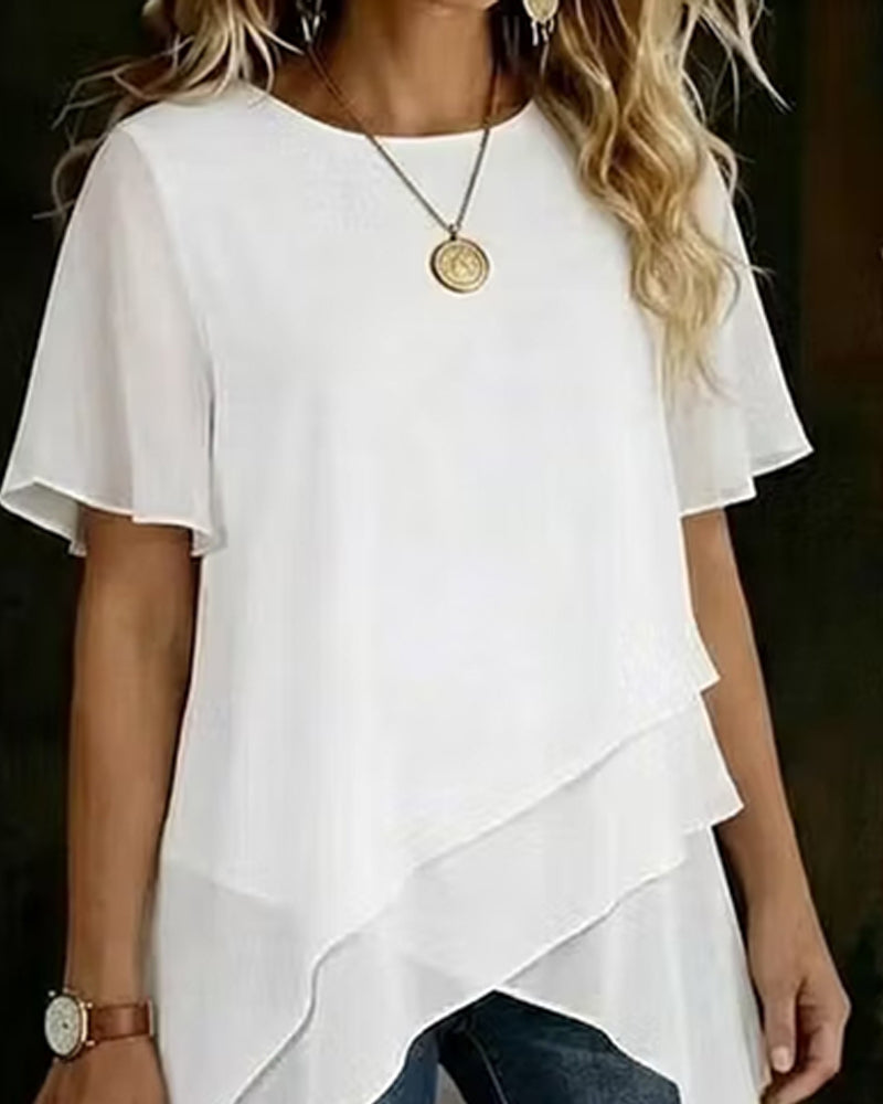 Irregular Double Layer Blouse