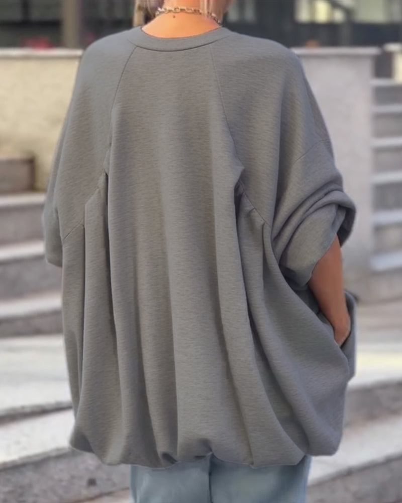 Solid Color Loose Irregular Top