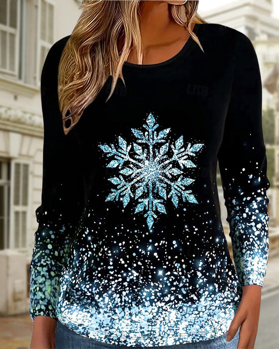Eye-Catching Casual Snowflake Top
