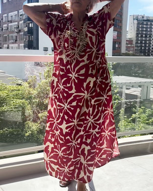 Stylish Short-Sleeved Printed Dress