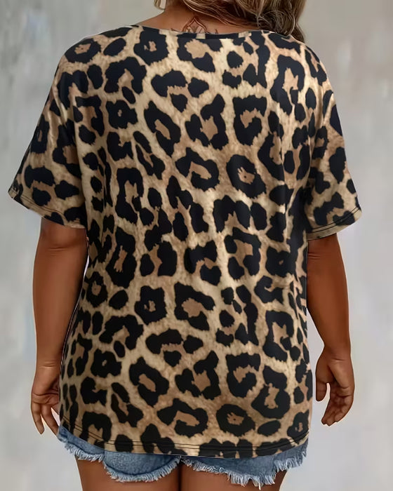 Classic Leopard Print Cross Tie T-Shirt