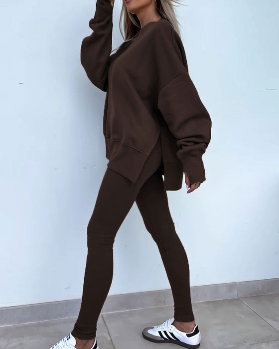 Slim Pants Loose Sweatshirt Set