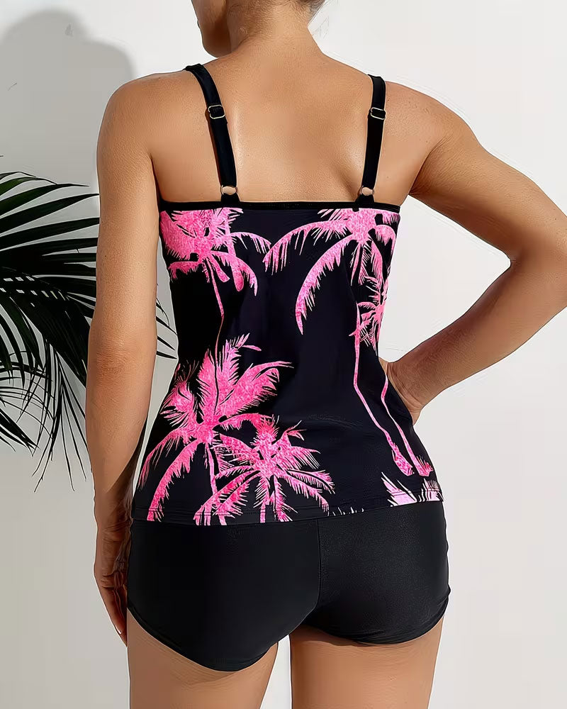 Tank Top Style Beach Tree Print Tankini