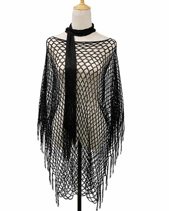 Fringe Mesh Hollow Out Pullover