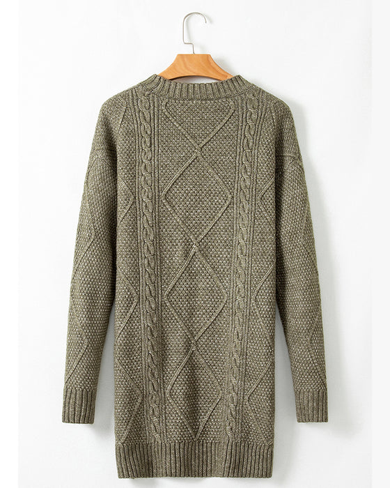 Casual Round Neck Solid Color Sweater Dress