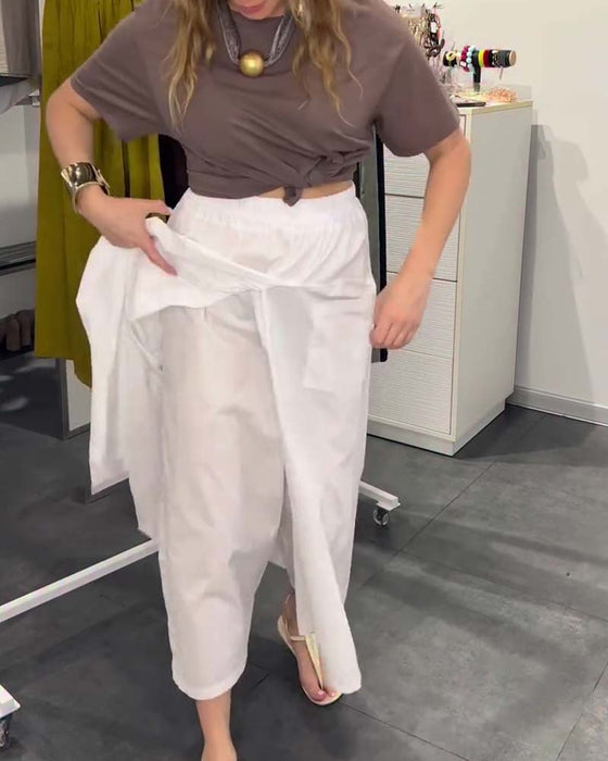 Casual Apron Style Ankle-Length Pants