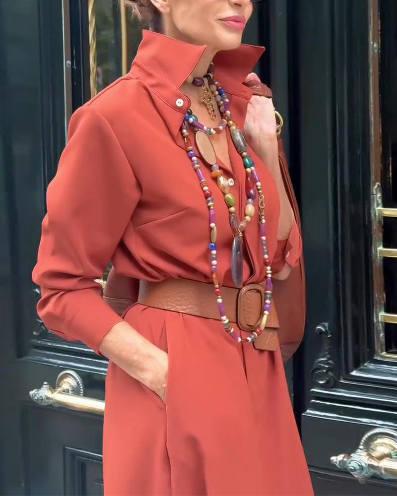 Slit Hem Shirt Dress