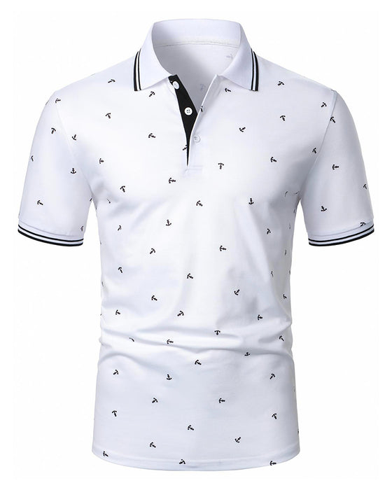 Polo Collar Arrow Pattern Casual T-Shirt
