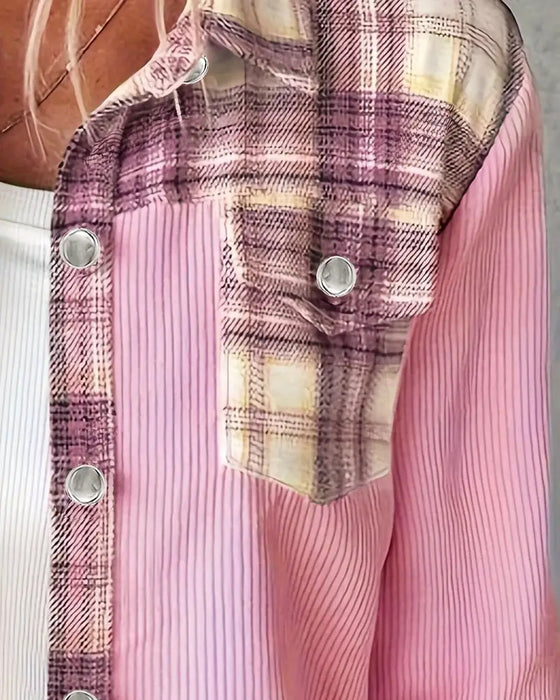 Plaid Patchwork Fashionable Shirt
