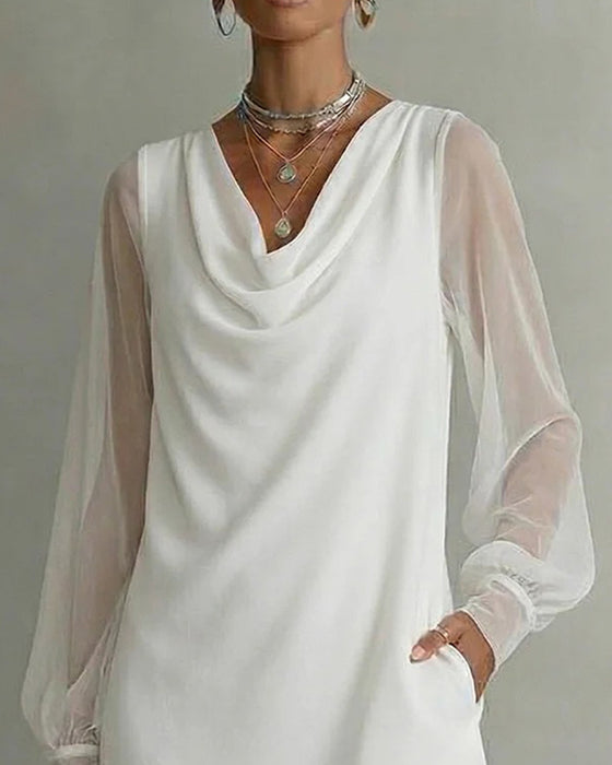 Breathable Sleeve Cowl Neck Dress