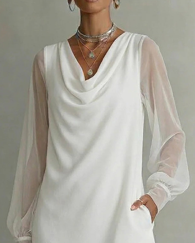 Breathable Sleeve Cowl Neck Dress