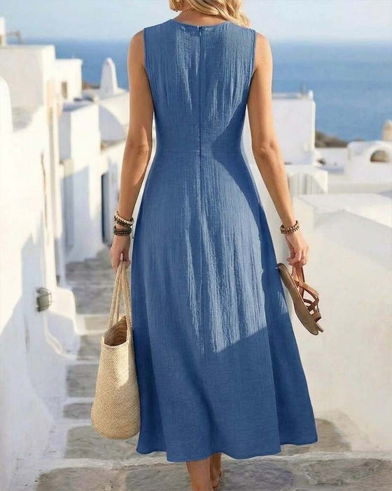 Crossover Waist Sleeveless Dress