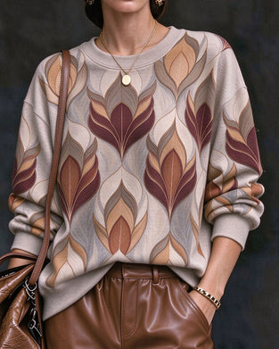 Crewneck Color-Block Drop Shoulder Long Sleeve Sweatshirt