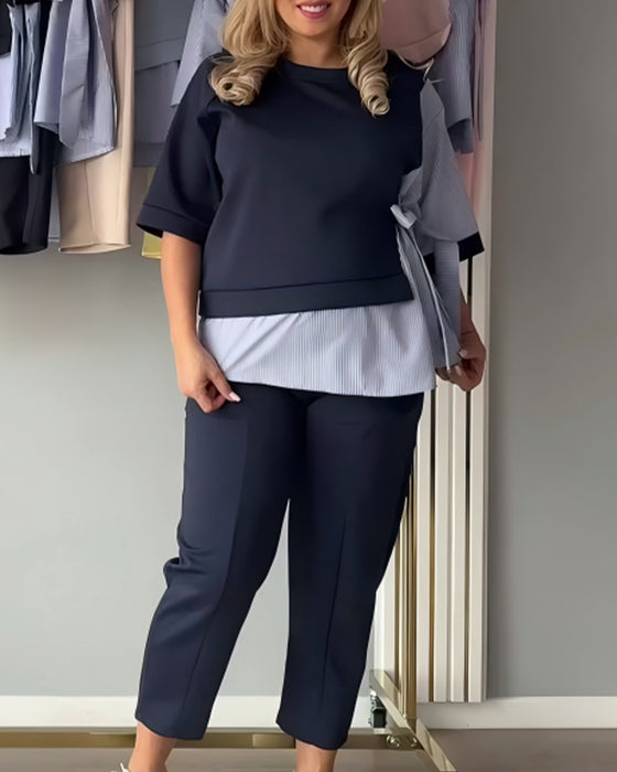 Striped Patchwork Irregular Two-Piece Set