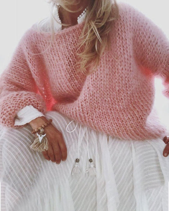 Solid color loose casual sweater