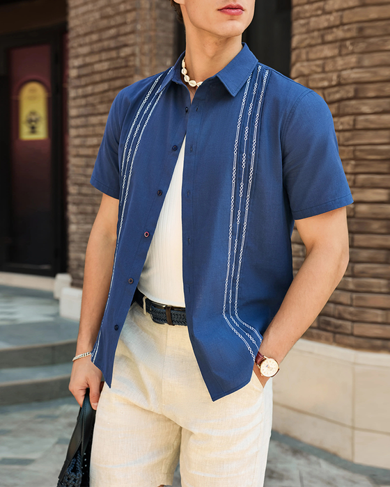 Men's Lapel Short Sleeve Shirt