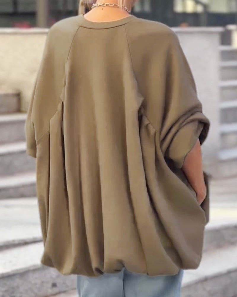 Solid Color Loose Irregular Top