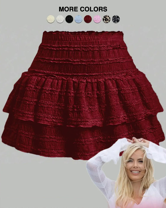 Ruched Waist Tiered Ruffle Skirt