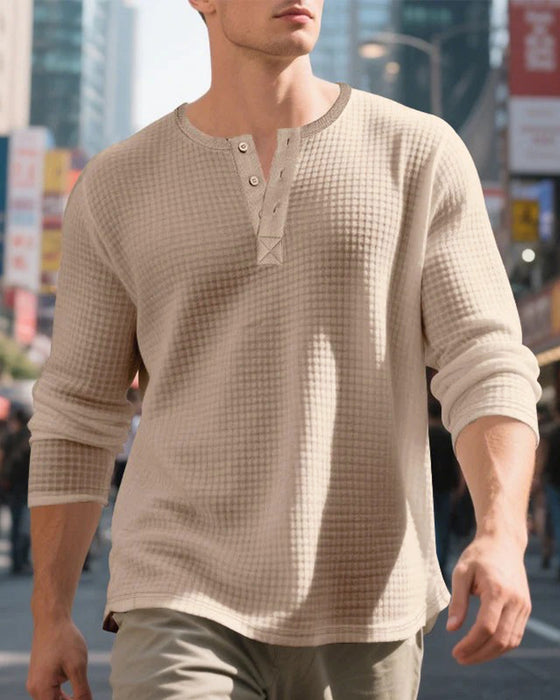 Men's Solid Color Long Sleeve Top