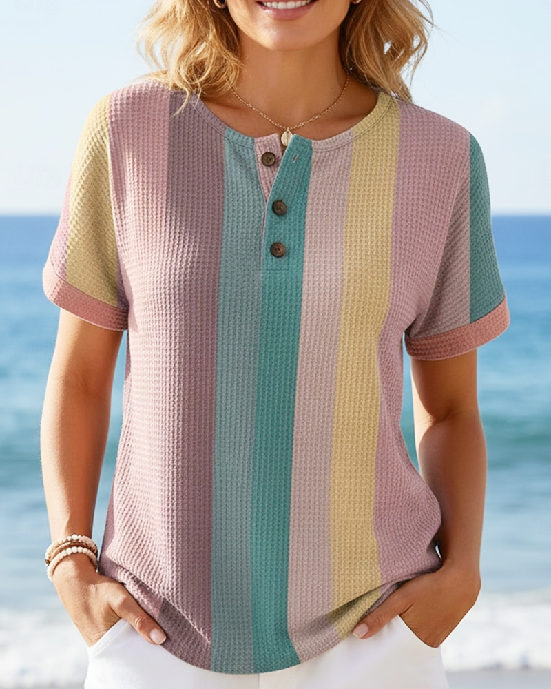 Colorful Stripe Waffle T-Shirt