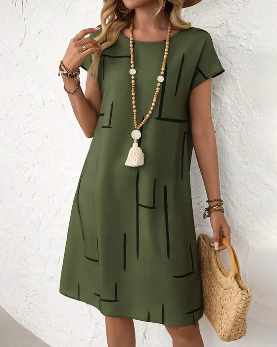 Women's Summer Casual  Print Round Neck Dress