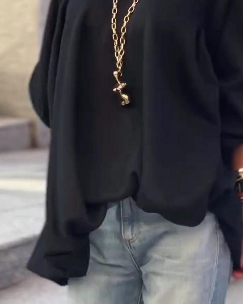 Solid Color Loose Irregular Top