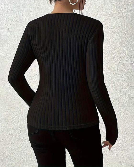 V-Neck Long Sleeve Blouse