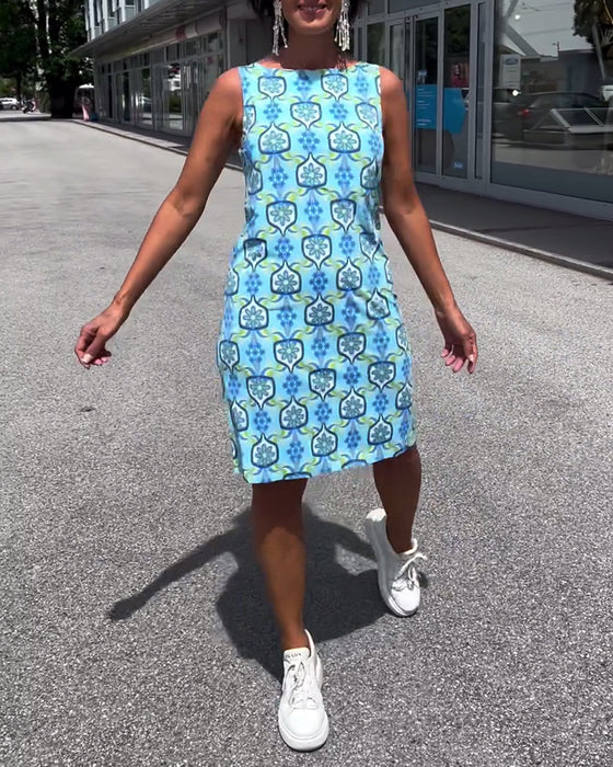 Sleeveless printed slim fit dress