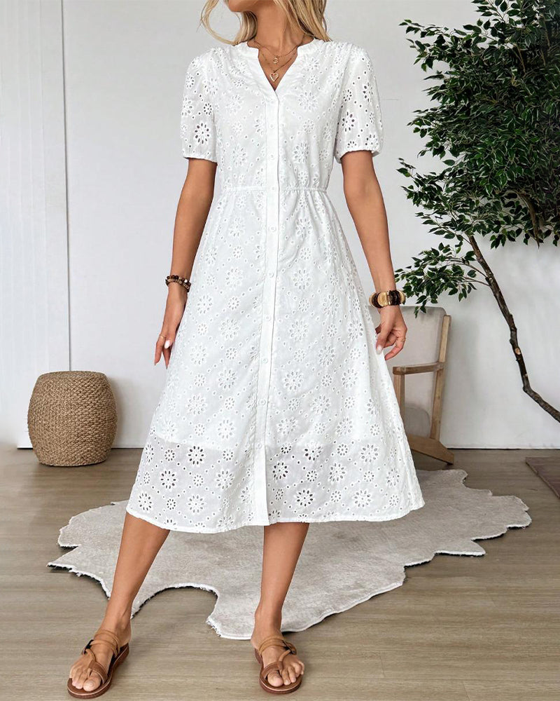 Cut-Out V-Neck Shirt Dresses