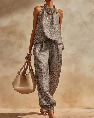 Geometric Halter Jogger Set