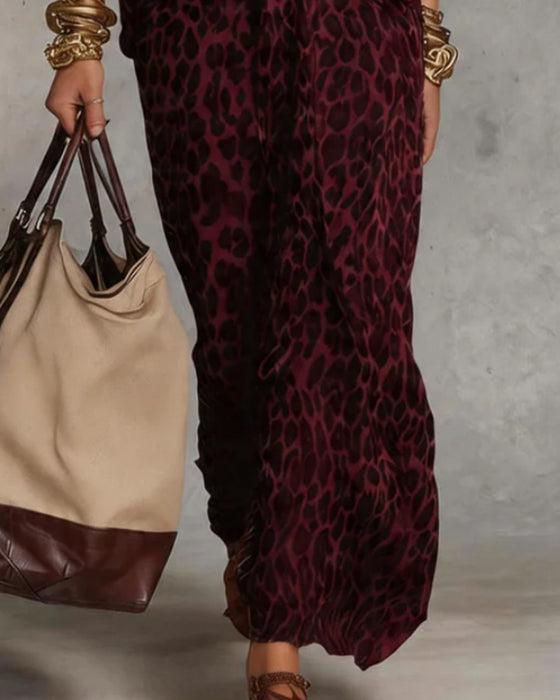 Trendy Leopard Batwing Sleeve Dress