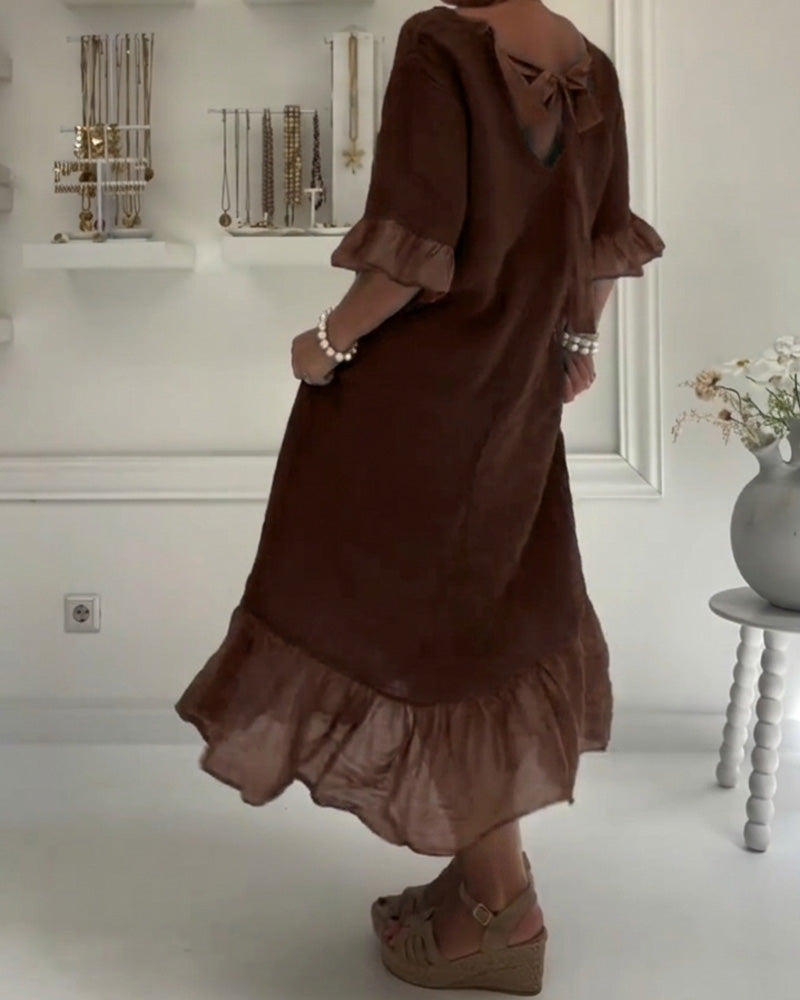 Ruffle Pocket Casual Dress