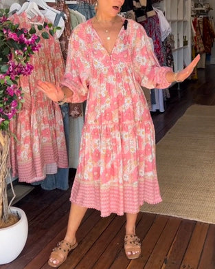 V-neck sweet printed dress