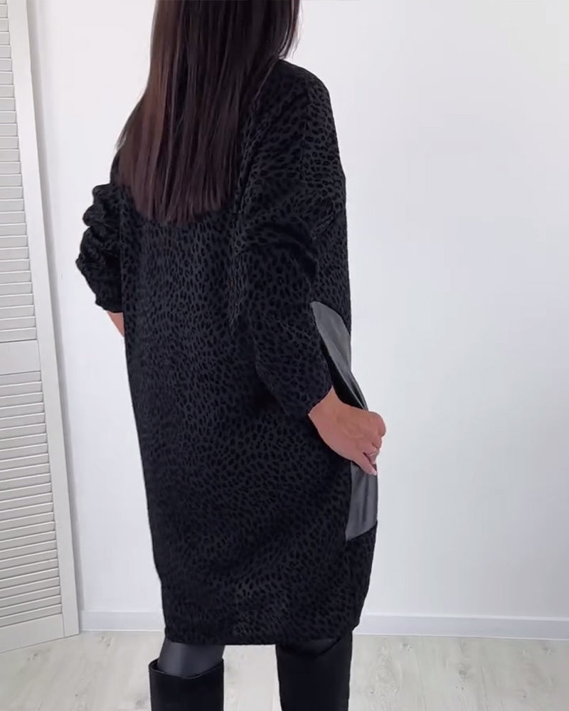 Round neck stitching elegant dress