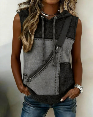 Casual Fashion Hooded Printed Tank Top