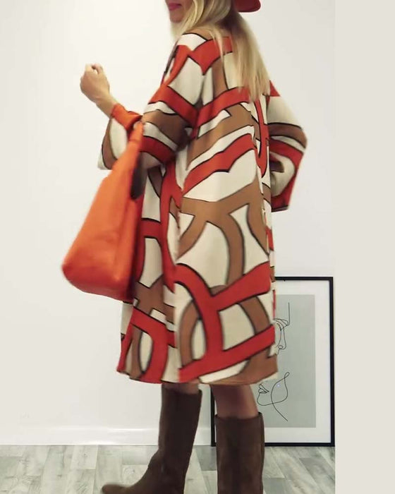 Round neck printed dress