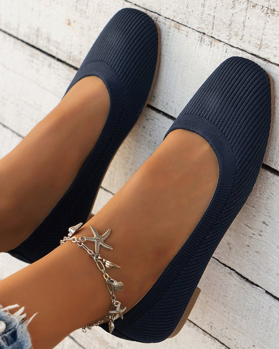 Round toe breathable flat shoes