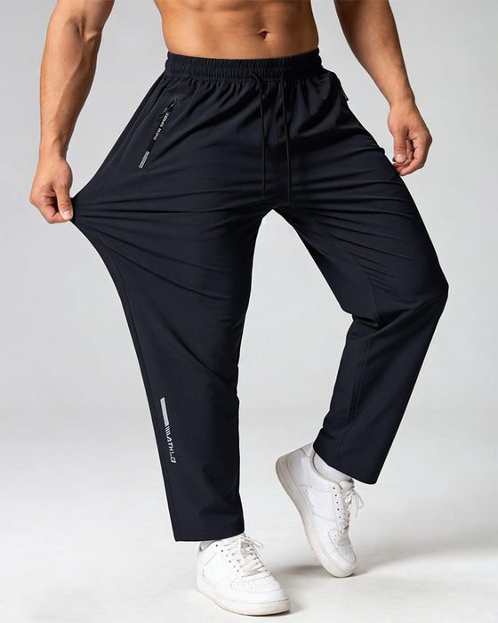 Elastic Drawstring Letter Print Pants