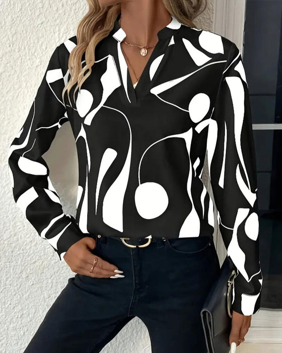 Abstract Geometric Print Blouse