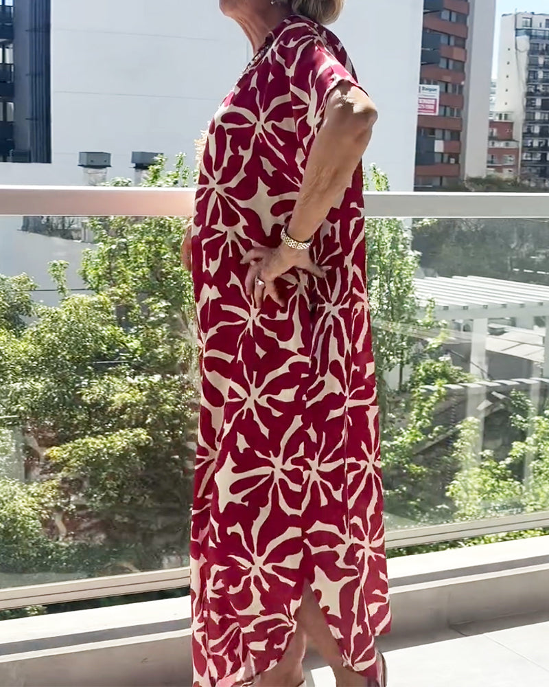 Stylish Short-Sleeved Printed Dress