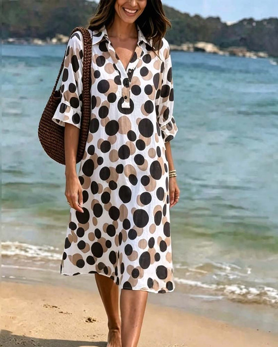 Polka Dot Half Sleeve Dress