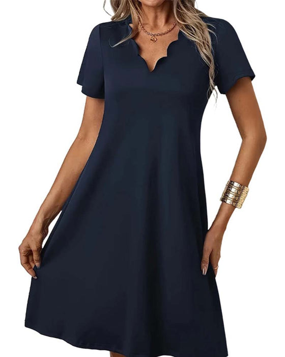 Short Sleeve Solid Dress