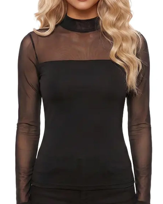 Mesh Fitted Long Sleeve Top