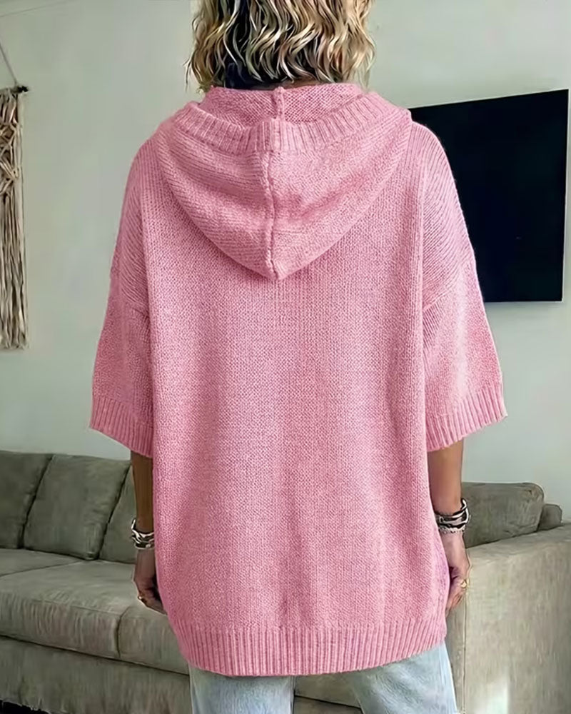 Tie Hooded Casual Pullover