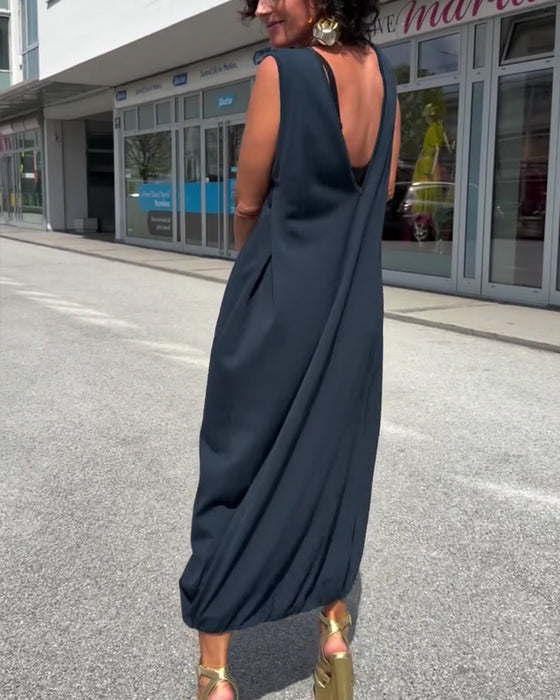 Mock Neck Sleeveless Loose Dress