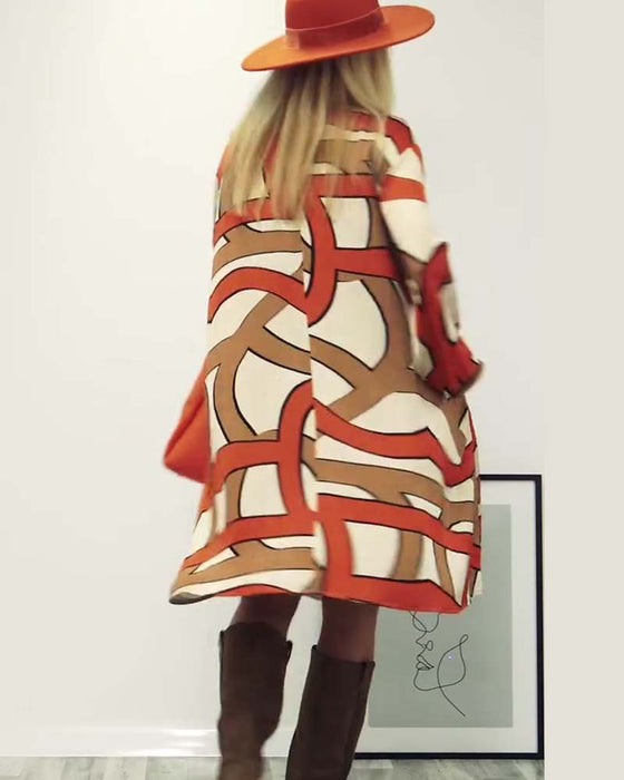 Round neck printed dress