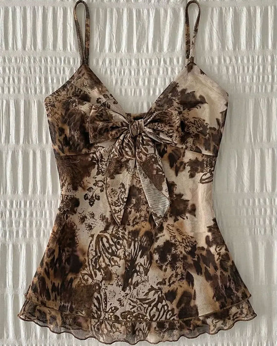 Leopard Bowknot Cami Top