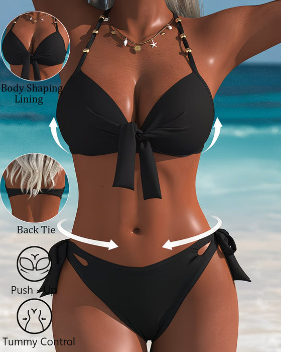Sexy Solid Halter Bikini