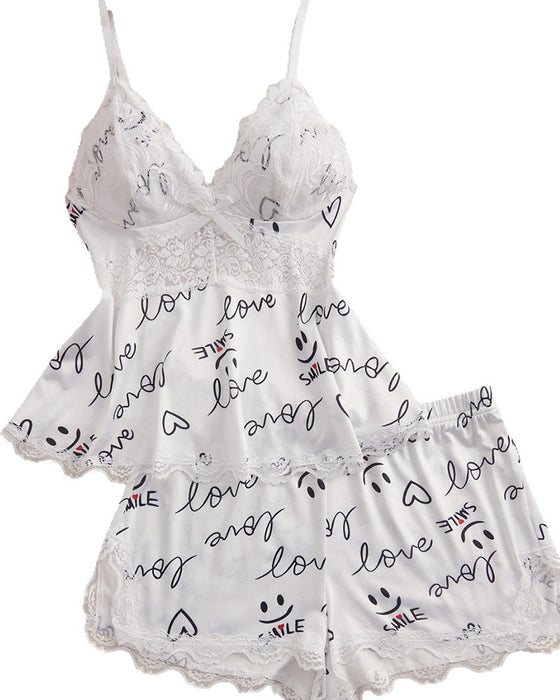 Lace Patchwork Sexy Pajama Set