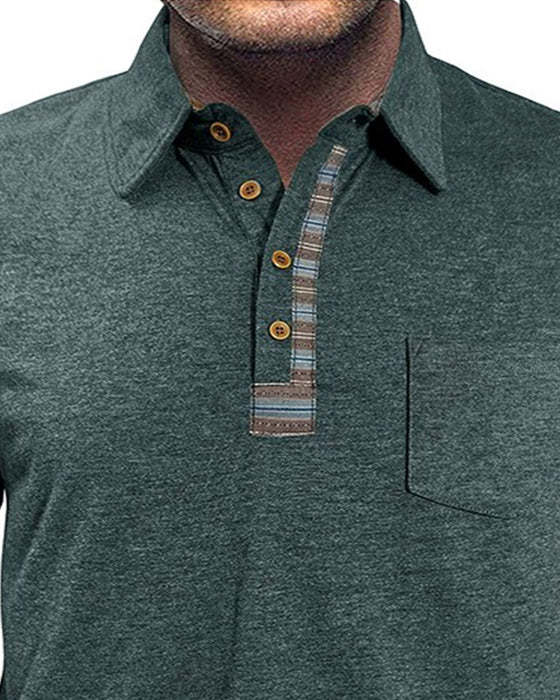 Men's Button Lapel Polo Blouse